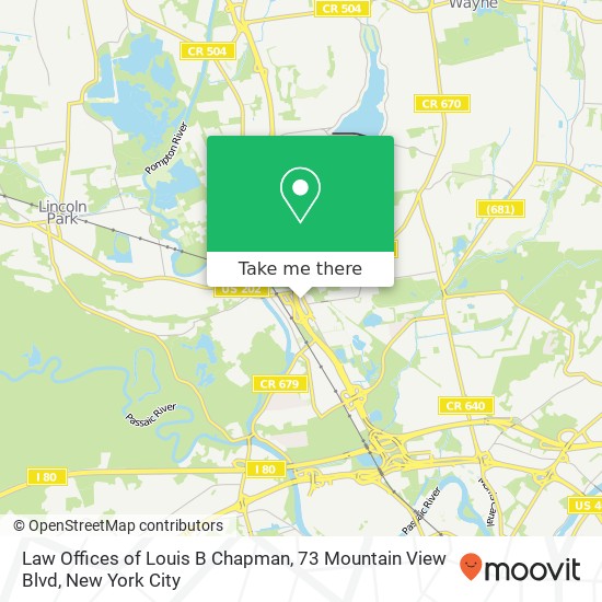 Mapa de Law Offices of Louis B Chapman, 73 Mountain View Blvd