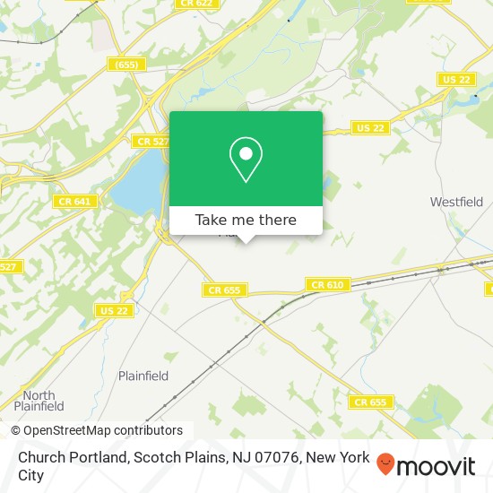 Mapa de Church Portland, Scotch Plains, NJ 07076