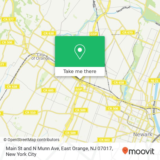 Mapa de Main St and N Munn Ave, East Orange, NJ 07017