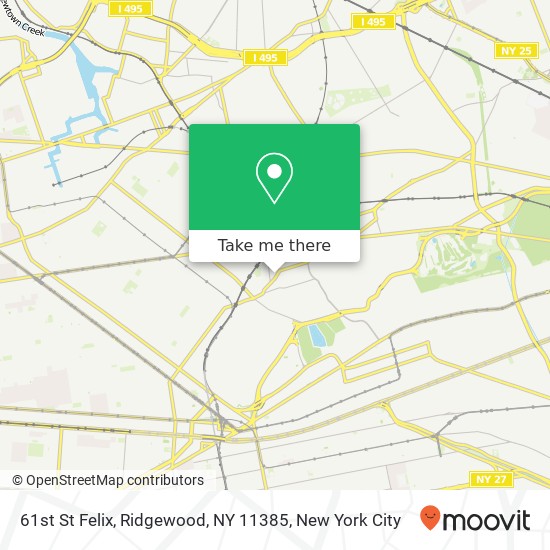Mapa de 61st St Felix, Ridgewood, NY 11385