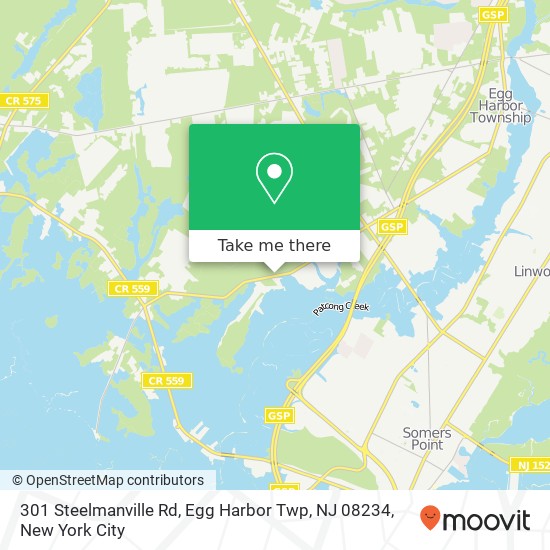 Mapa de 301 Steelmanville Rd, Egg Harbor Twp, NJ 08234