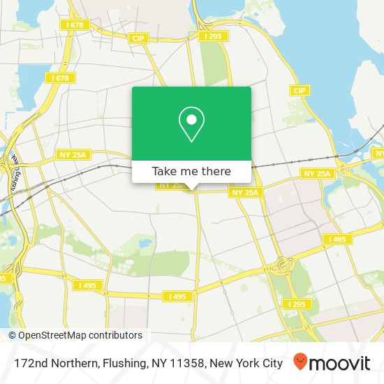 172nd Northern, Flushing, NY 11358 map