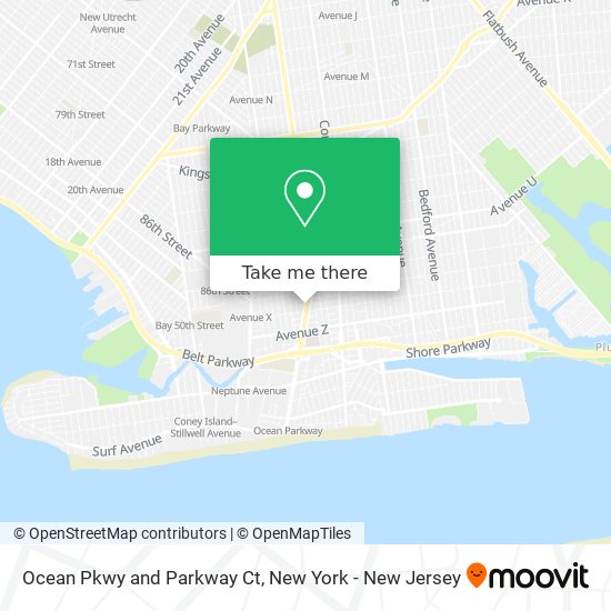 Ocean Pkwy and Parkway Ct map