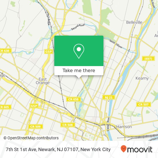 Mapa de 7th St 1st Ave, Newark, NJ 07107