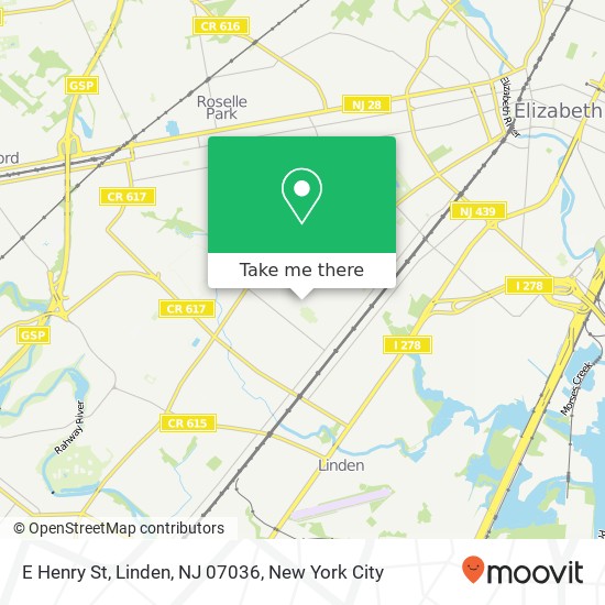 Mapa de E Henry St, Linden, NJ 07036