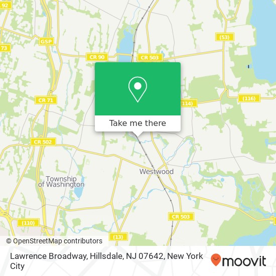 Mapa de Lawrence Broadway, Hillsdale, NJ 07642