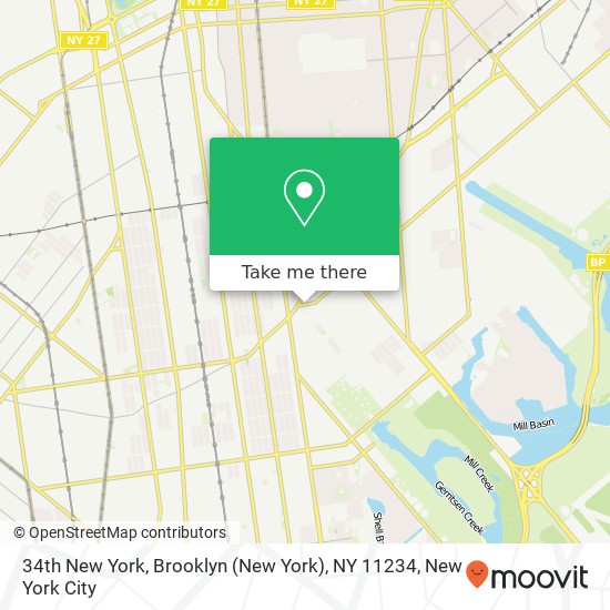 Mapa de 34th New York, Brooklyn (New York), NY 11234