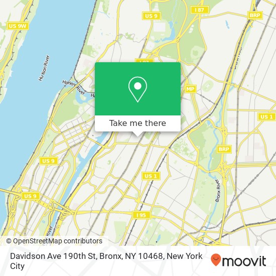 Davidson Ave 190th St, Bronx, NY 10468 map