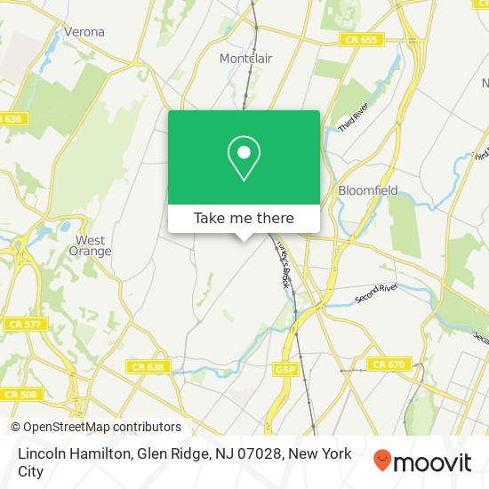 Mapa de Lincoln Hamilton, Glen Ridge, NJ 07028