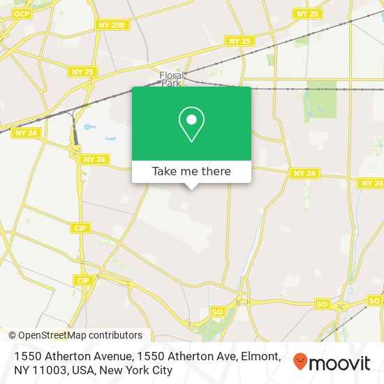 Mapa de 1550 Atherton Avenue, 1550 Atherton Ave, Elmont, NY 11003, USA