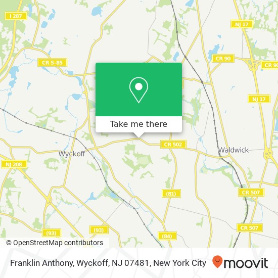 Mapa de Franklin Anthony, Wyckoff, NJ 07481