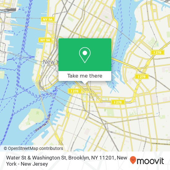 Mapa de Water St & Washington St, Brooklyn, NY 11201