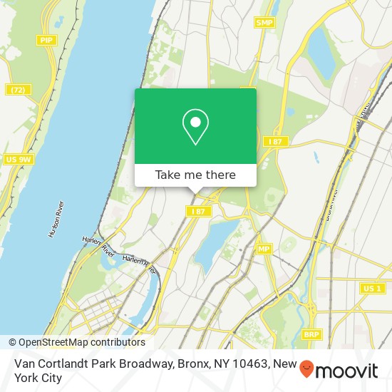Mapa de Van Cortlandt Park Broadway, Bronx, NY 10463
