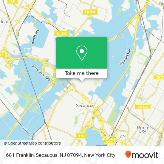 Mapa de 681 Franklin, Secaucus, NJ 07094