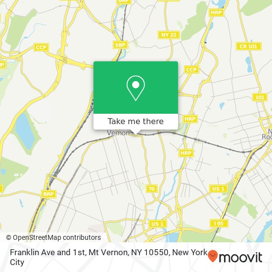 Mapa de Franklin Ave and 1st, Mt Vernon, NY 10550