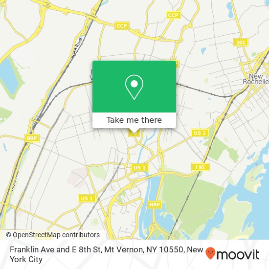 Franklin Ave and E 8th St, Mt Vernon, NY 10550 map