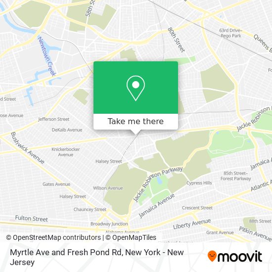 Myrtle Ave and Fresh Pond Rd map