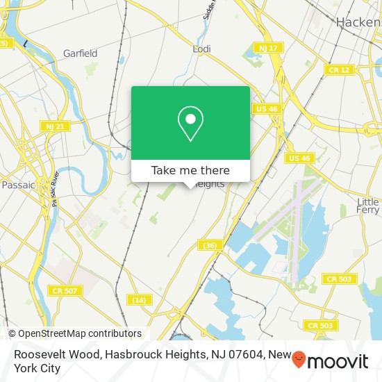 Mapa de Roosevelt Wood, Hasbrouck Heights, NJ 07604