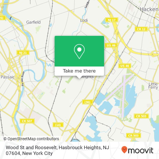Wood St and Roosevelt, Hasbrouck Heights, NJ 07604 map
