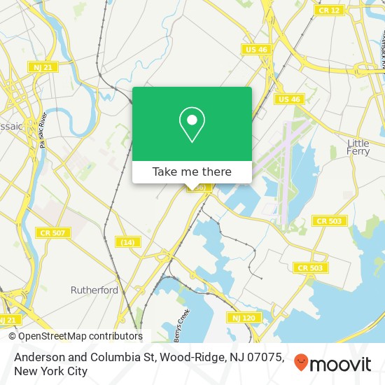 Anderson and Columbia St, Wood-Ridge, NJ 07075 map