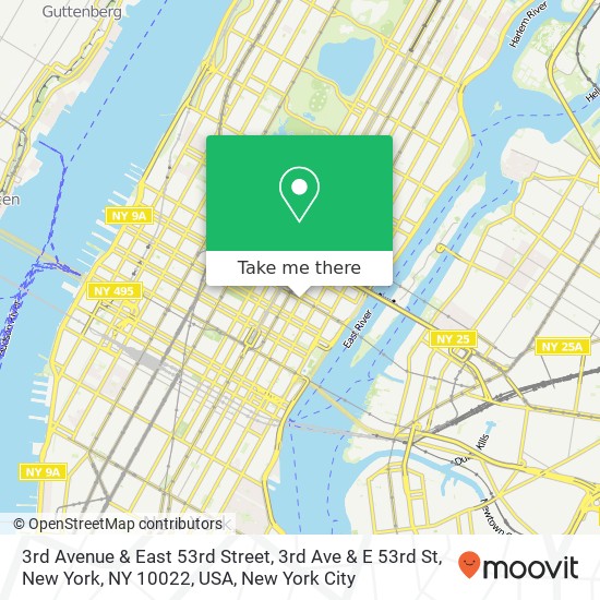 Mapa de 3rd Avenue & East 53rd Street, 3rd Ave & E 53rd St, New York, NY 10022, USA