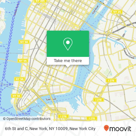 Mapa de 6th St and C, New York, NY 10009