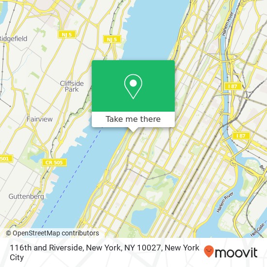 116th and Riverside, New York, NY 10027 map
