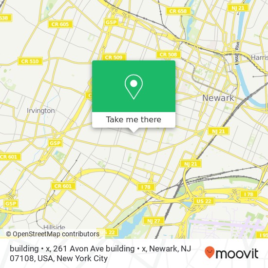 Mapa de building  •  x, 261 Avon Ave building  •  x, Newark, NJ 07108, USA