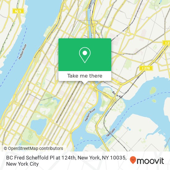 BC Fred Scheffold Pl at 124th, New York, NY 10035 map