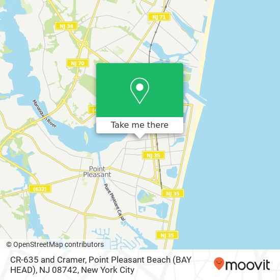 CR-635 and Cramer, Point Pleasant Beach (BAY HEAD), NJ 08742 map