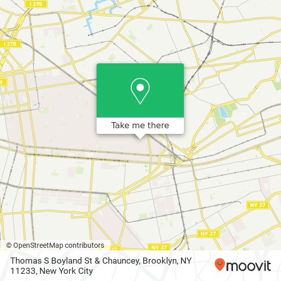Mapa de Thomas S Boyland St & Chauncey, Brooklyn, NY 11233