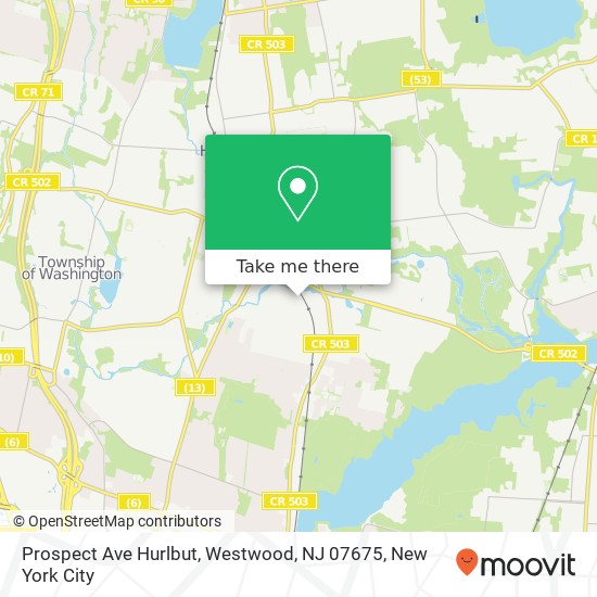 Mapa de Prospect Ave Hurlbut, Westwood, NJ 07675