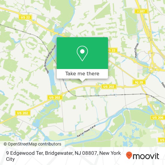 Mapa de 9 Edgewood Ter, Bridgewater, NJ 08807