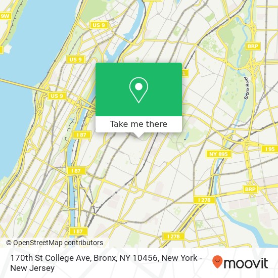 Mapa de 170th St College Ave, Bronx, NY 10456