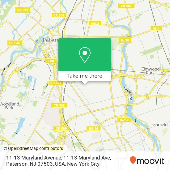 Mapa de 11-13 Maryland Avenue, 11-13 Maryland Ave, Paterson, NJ 07503, USA