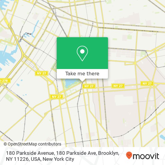 Mapa de 180 Parkside Avenue, 180 Parkside Ave, Brooklyn, NY 11226, USA