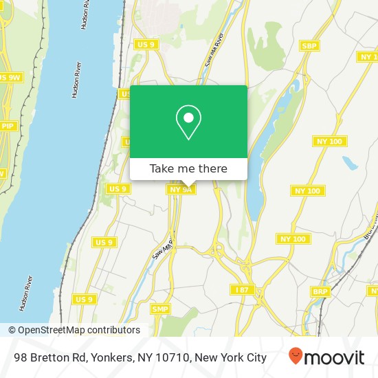 Mapa de 98 Bretton Rd, Yonkers, NY 10710