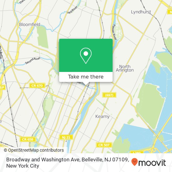 Mapa de Broadway and Washington Ave, Belleville, NJ 07109