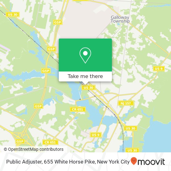 Mapa de Public Adjuster, 655 White Horse Pike