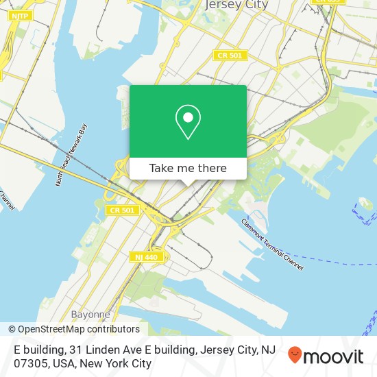 Mapa de E  building, 31 Linden Ave E  building, Jersey City, NJ 07305, USA