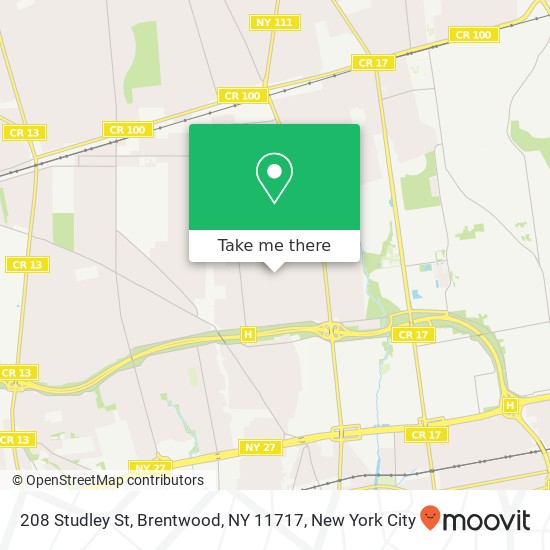 Mapa de 208 Studley St, Brentwood, NY 11717