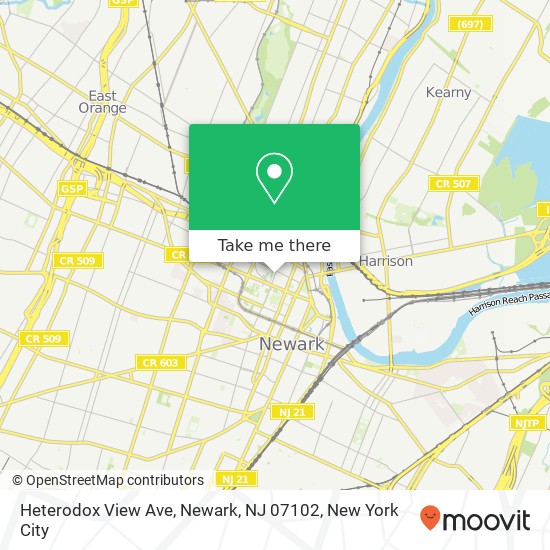 Mapa de Heterodox View Ave, Newark, NJ 07102
