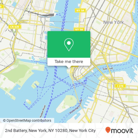 Mapa de 2nd Battery, New York, NY 10280