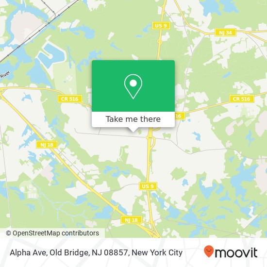 Mapa de Alpha Ave, Old Bridge, NJ 08857