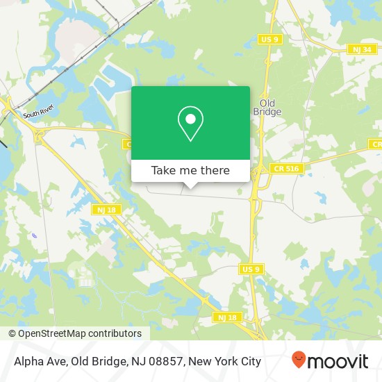 Mapa de Alpha Ave, Old Bridge, NJ 08857