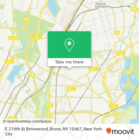 Mapa de E 216th St Bronxwood, Bronx, NY 10467