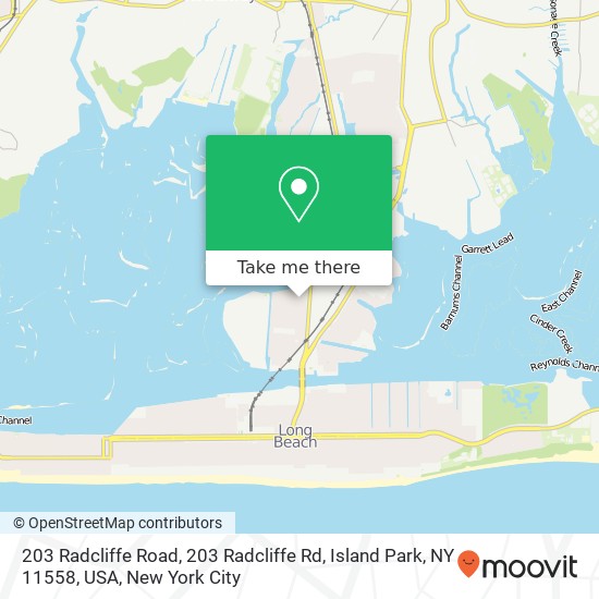 Mapa de 203 Radcliffe Road, 203 Radcliffe Rd, Island Park, NY 11558, USA