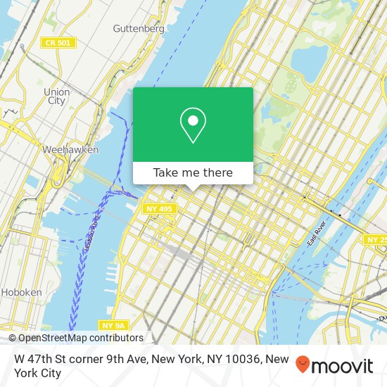 Mapa de W 47th St corner 9th Ave, New York, NY 10036