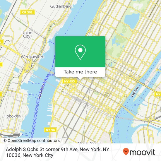 Adolph S Ochs St corner 9th Ave, New York, NY 10036 map