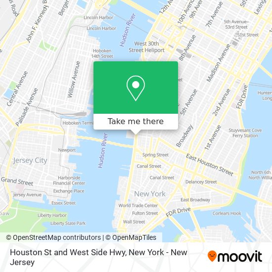 Houston St and West Side Hwy map